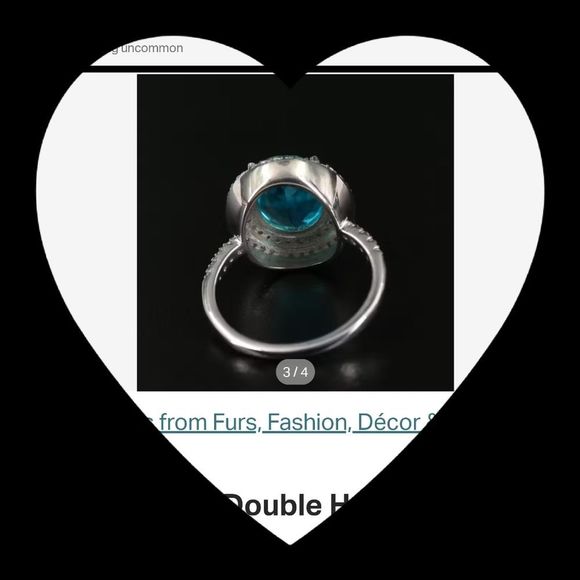 Sterling Silver Genuine Blue Topaz Double Halo Ring - Picture 4 of 6